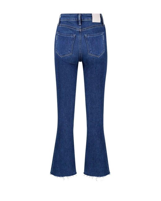 PAIGE Blue Flared-leg Cropped Jeans