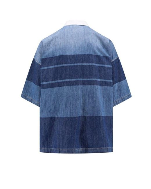 DSquared² Blue Lace-up Fastened Denim Polo Shirt for men