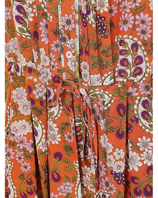 Weekend by Maxmara Orange All-over Floral Patterned Long Dress