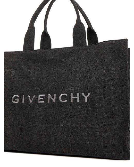 Givenchy Black Logo Embroidered Open-top Tote Bag for men