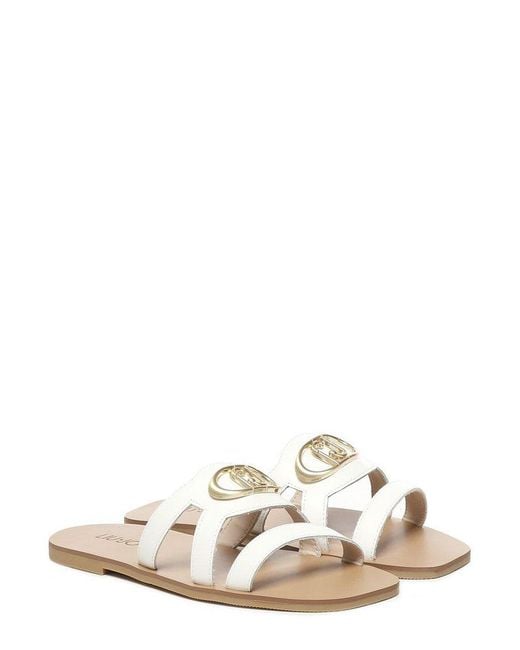 Liu Jo White Logo Plaque Slip-On Sandals