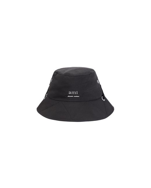 AMI Black Bob Drawstring Bucket Hat for men