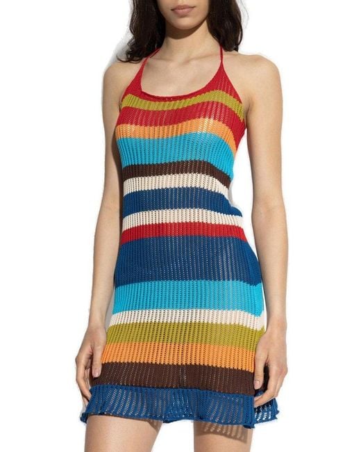DSquared² Blue Summer Lovers Striped Knitted Dress
