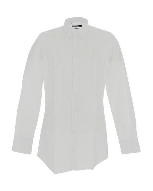 Dolce & Gabbana White Buttoned Asymmetric Shirt for men
