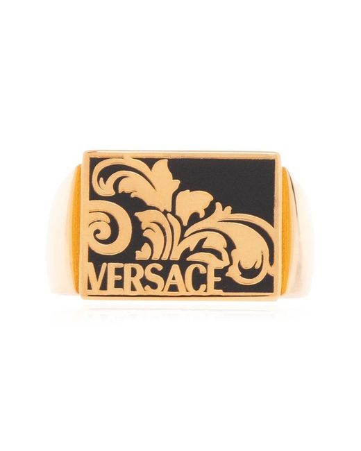 Versace Metallic Palmette Ring for men
