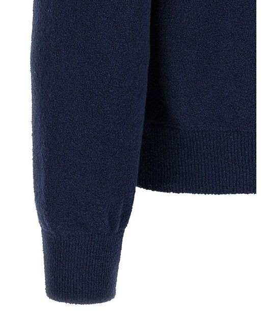 Roberto Collina Zip-Up Drawstring Terry Hoodie in Blue for