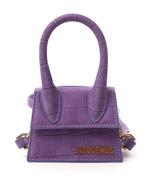 Jacquemus Purple Le Grand Chiquito Crocodile-embossed Leather Top Handle Bag