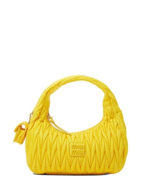 Miu Miu Yellow Wander Matelassé Re-nylon Shoulder Bag