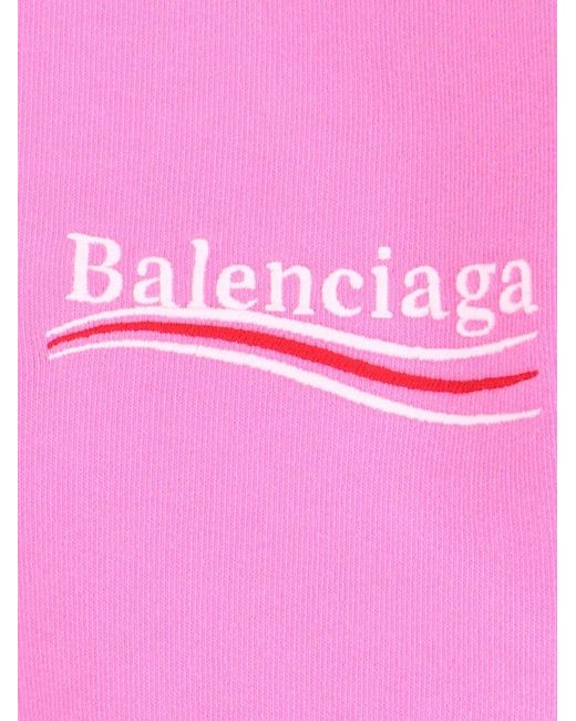Balenciaga Pink Logo Embroidered Hoodie for men