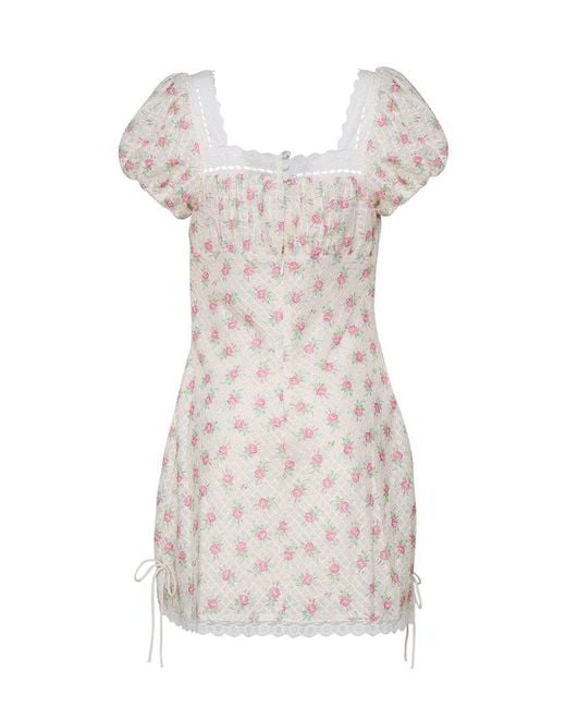 For Love & Lemons White Floral Mini Dress