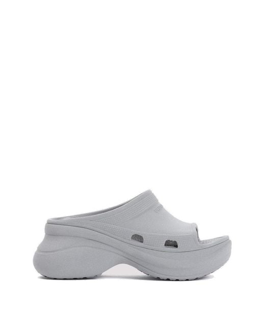 Balenciaga Gray Reflective Grey Rubber Pool Crocs Slide Slippers