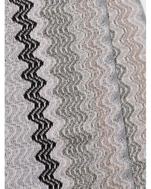 Missoni Gray Zigzag Knitted Scarf