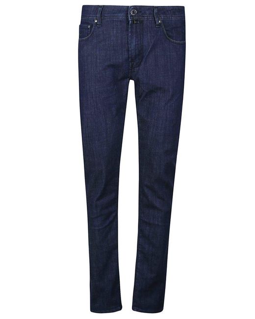Jacob Cohen Blue Logo Patch Slim Fit Trousers for men