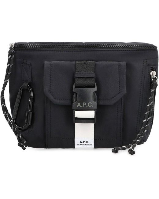 A.P.C. Black Logo Patch Buckled Belt Bag for men