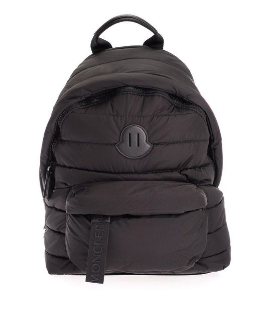 Moncler Black Logo Patch Zipped Backpack for men
