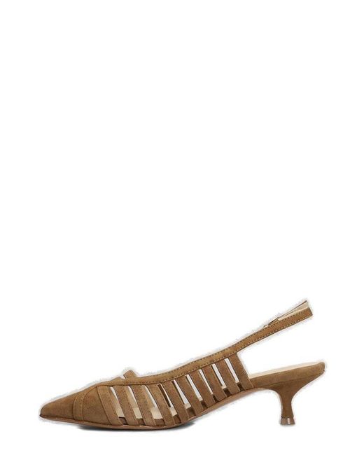 Anna F. Brown Caged Pointed-Toe Slingback Pumps