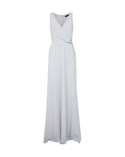 Lauren by Ralph Lauren White Long Gown: Polyester
