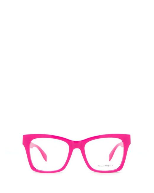 Alexander McQueen Pink Square-Frame Glasses