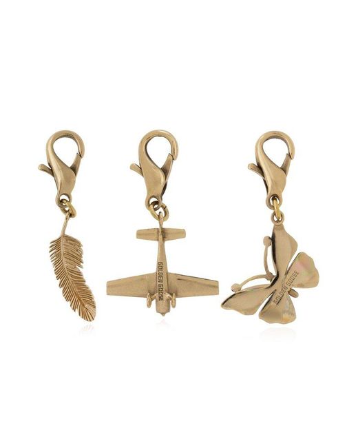 Golden Goose Deluxe Brand Metallic Pendants: Butterfly, Airplane, And Feather,