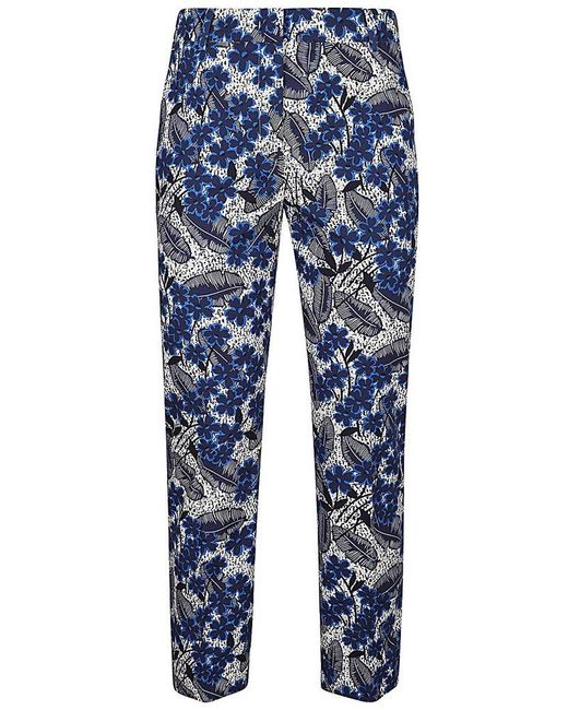 Weekend by Maxmara Blue Floral Printed Cropped Trousers