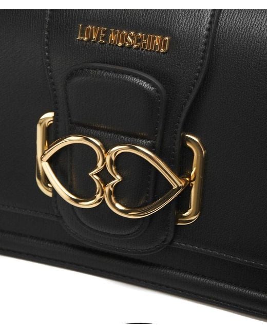 Love Moschino Logo Lettering Heartplaque Shoulder Bag in Black Lyst