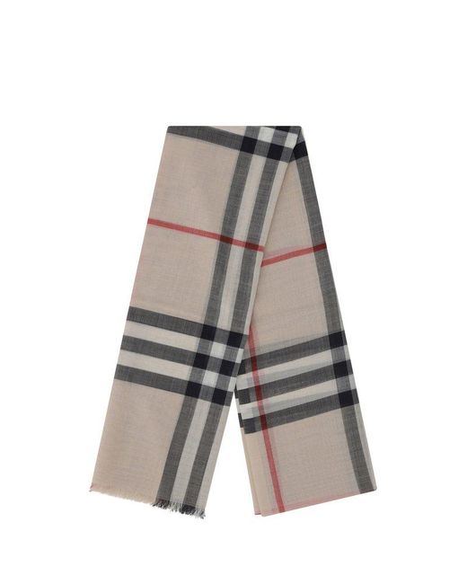 Burberry Gray Giant Check Frayed-edge Scarf