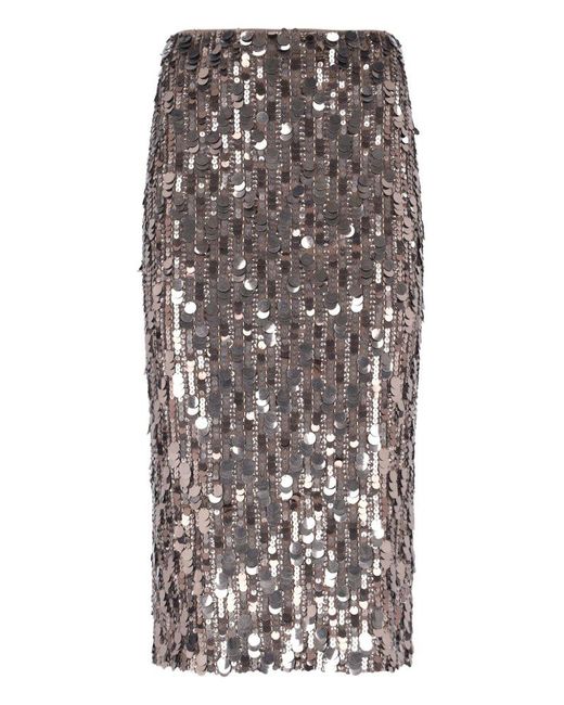 P.A.R.O.S.H. Gray Sequin-embellished High-waist Pencil Skirt