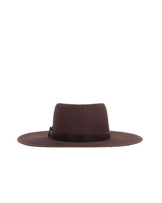 Max Mara Brown Logo Plaque Wide Brim Hat