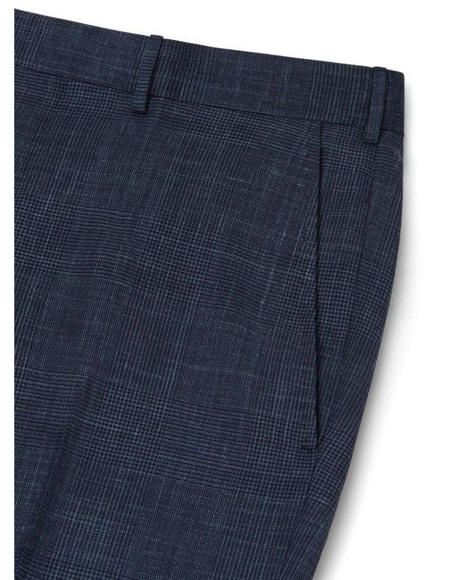 Zegna Blue And Dark Crossover Wool Silk And Linen Pants for men