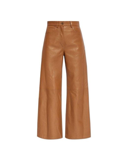Etro Brown Wide-leg Leather Pants
