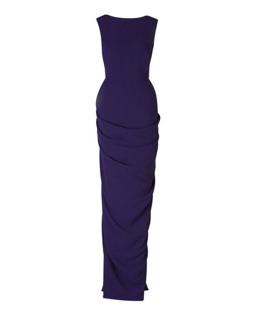 Dries Van Noten Purple Open Back Sleeveless Danama Maxi Dress