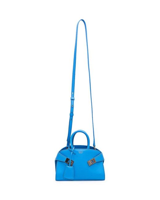 Ferragamo Blue Mini Hug Top Handle Bag
