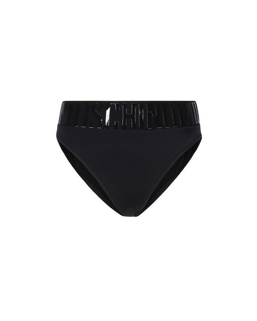 Moschino Black Logo Waistband Bikini Bottoms