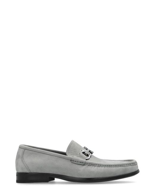 Ferragamo White Gancini Ornament Slip-on Loafers for men