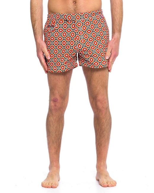 Mc2 Saint Barth Red All-over Patterned Swim Shorts for men