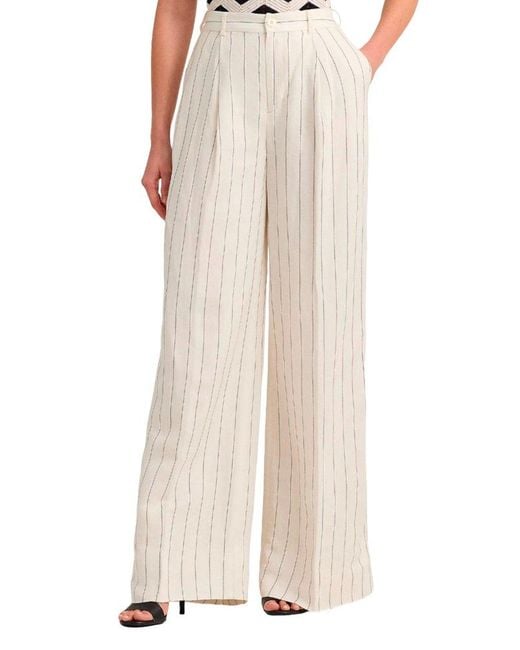 Ralph Lauren White Pinstriped Wide-Leg Trousers