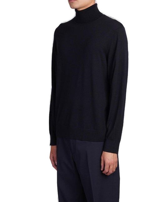 Theory Blue Long-sleeved Turtleneck Jumper for men