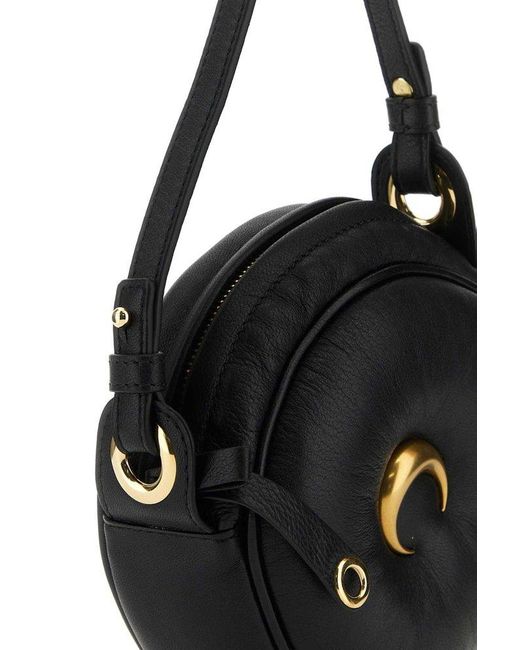MARINE SERRE Black Leather Crossbody Bag