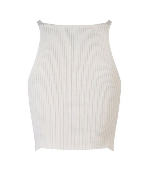 Courreges White Rib Knit Pointy Tank Top