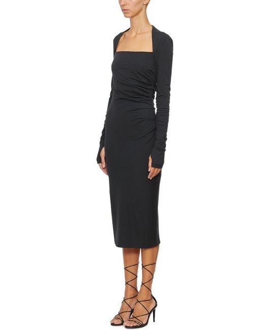 Helmut Lang Black Long-sleeved Midi Dress