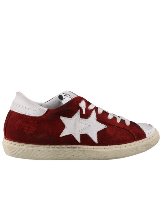 2 Star Red Distressed Sneakers