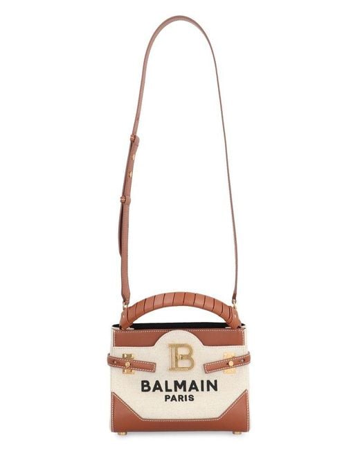 Balmain Natural B Buzz 22 Canvas Top Handle Bag