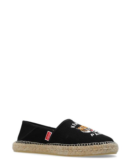 KENZO Black Lucky Tiger Embroidered Espadrilles