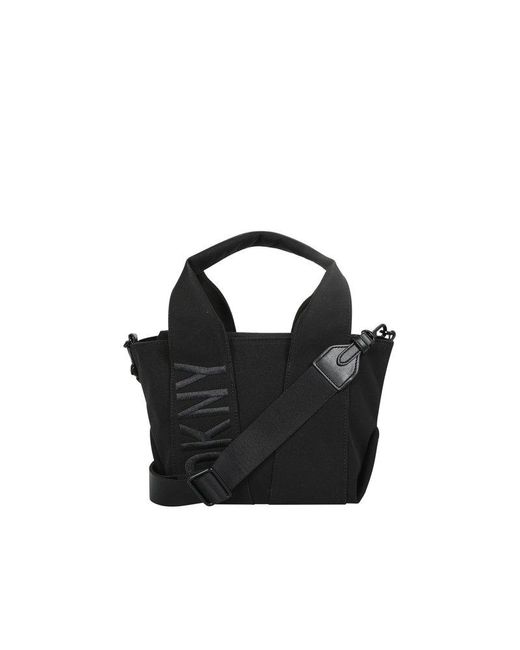 DKNY Black Rue Logo Embroidered Top Handle Bag