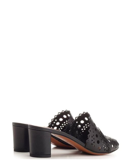 Alaïa Black Perforated Detailed Slip-on Sandals