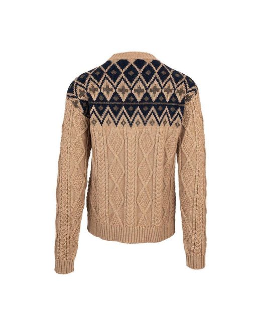 Woolrich Natural Pattern Intarsia-knit Crewneck Jumper for men