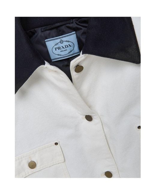Prada Blue Long-sleeved Button-up Distressed Jacket