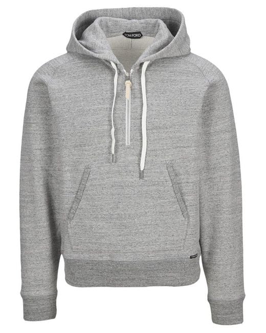 Tom Ford Cotton Grey Half-zip Sweater in Grey for Men Mens Clothing Sweaters and knitwear Zipped sweaters 