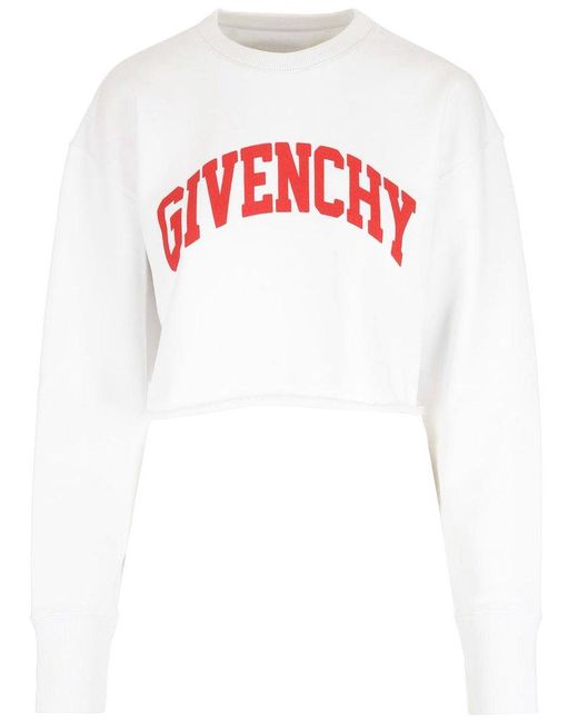 Givenchy White Cropped Sweatshirt With Logo