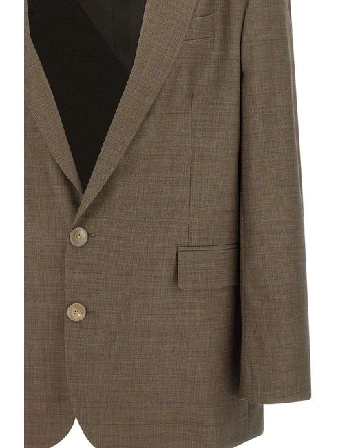 Emporio Armani Brown Single Breasted Check Patterned Blazer for men